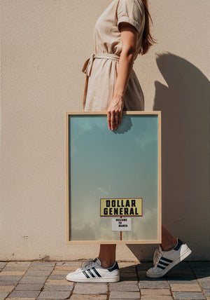 Dollar General Marfa art print by Betsy Crum — framed with velvet mat