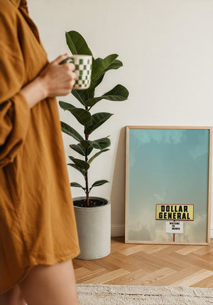Dollar General Marfa art print by Betsy Crum — framed with velvet mat