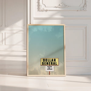 Dollar General Kennard Texas art print by Betsy Crum — neutral frame room mockup