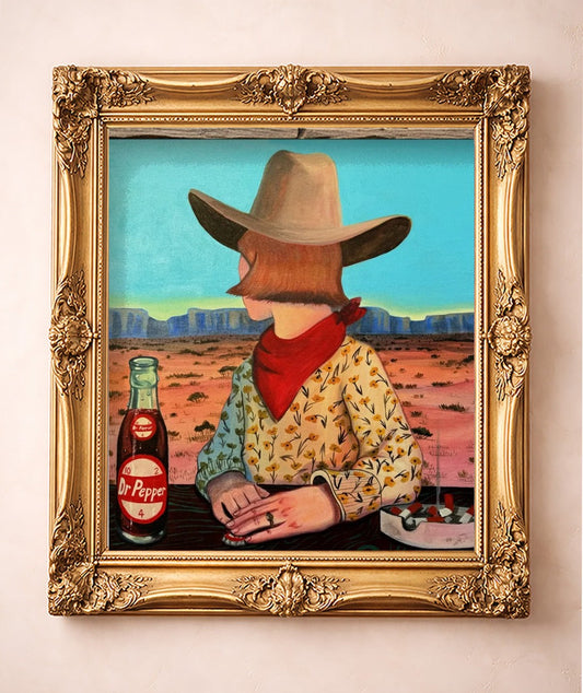 Caya's World Desert Self Portrait — art print by Caya Crum in a gold frame