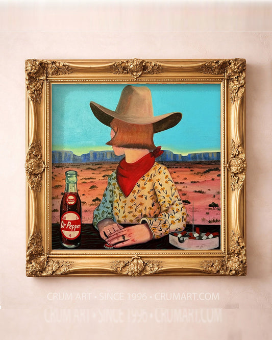 Caya's World Desert Self Portrait — square art print by Caya Crum in a square gold frame