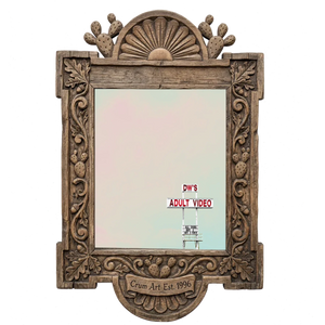 DW's Roadside Sign — Oklahoma art print by Betsy Crum in a carved wood frame