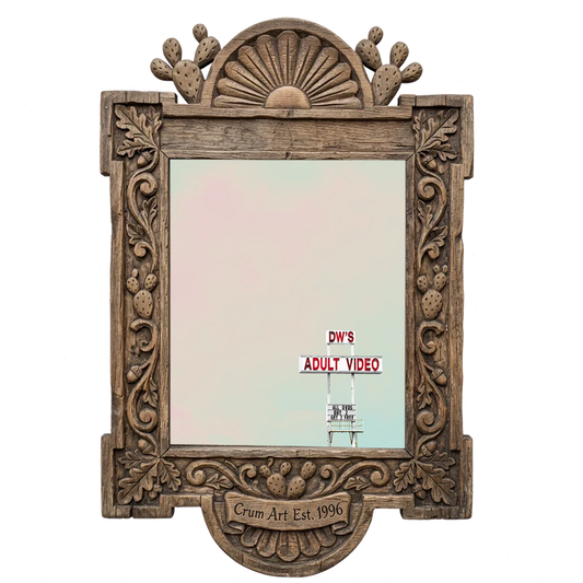 DW's Roadside Sign — Oklahoma art print by Betsy Crum in a carved wood frame