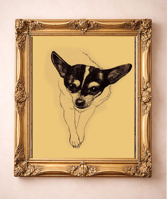 Edie the Rodeo Dog — art print by Caya Crum in a gold frame