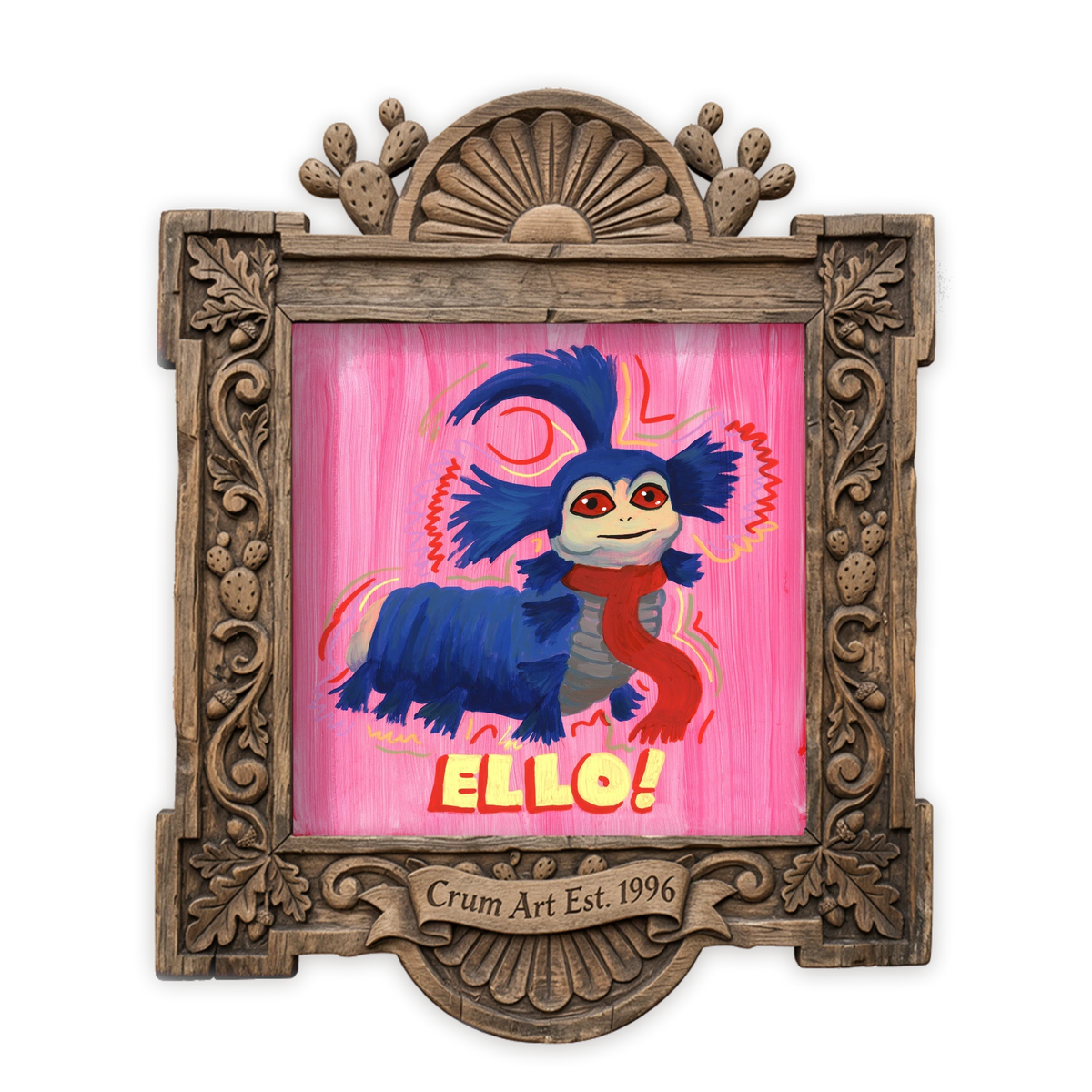 Ello Worm Labyrinth Print — art print by Caya Crum in a carved wood frame
