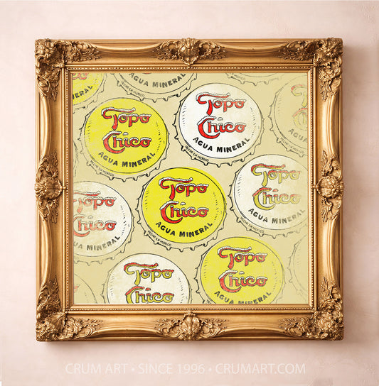 Topo Chico Art - Bottle Caps Minimalist Maximalist Print | Betsy Crum Art