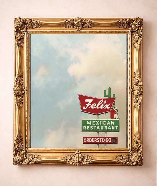 Felix Restaurant — art print by Betsy Crum in a gold frame
