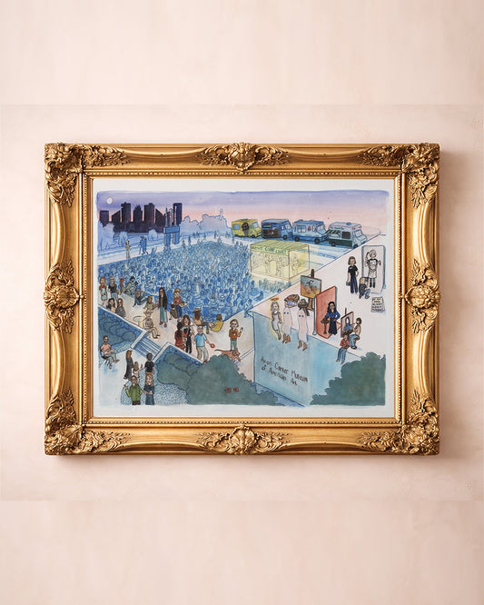 Amon Carter Night on the Porch Fort Worth art print by Caya Crum — in a gold frame