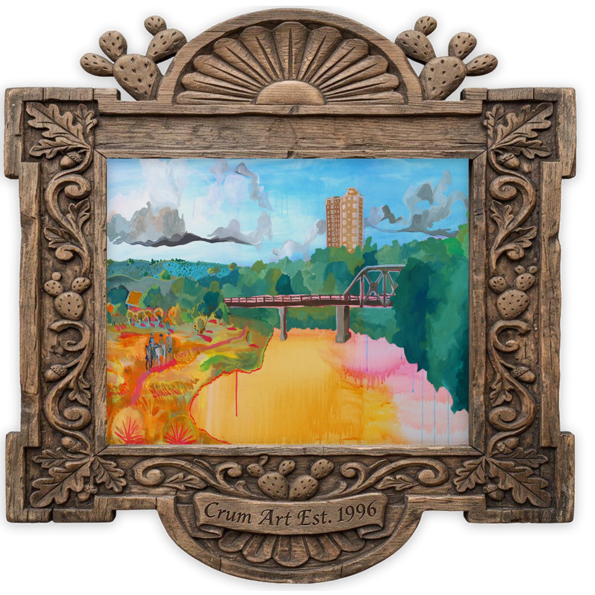 Trinity River TCU Print — art print by Caya Crum in a carved wood frame
