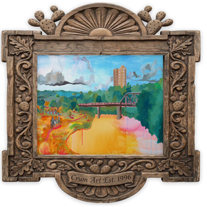 Trinity River TCU Print — art print by Caya Crum in a carved wood frame