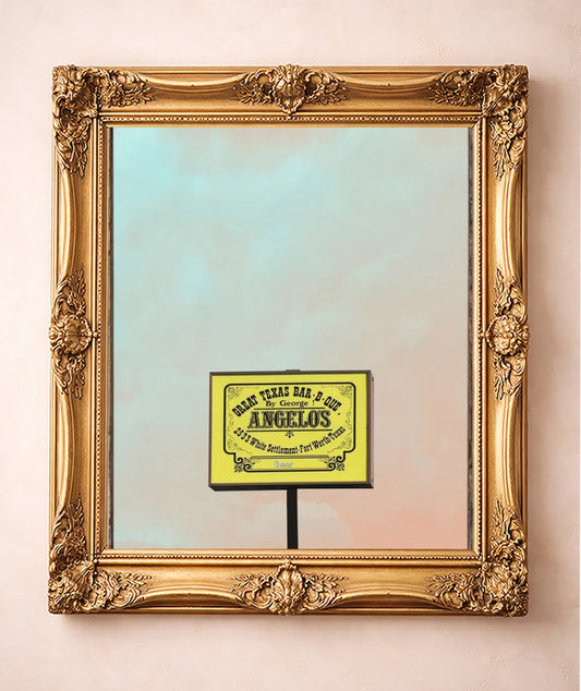 Angelo's BBQ Print — art print by Betsy Crum in a gold frame