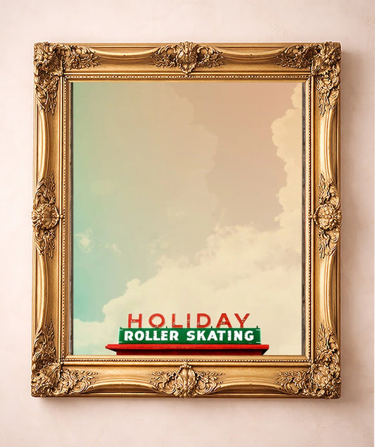 Holiday Skate Print — art print by Betsy Crum in a gold frame