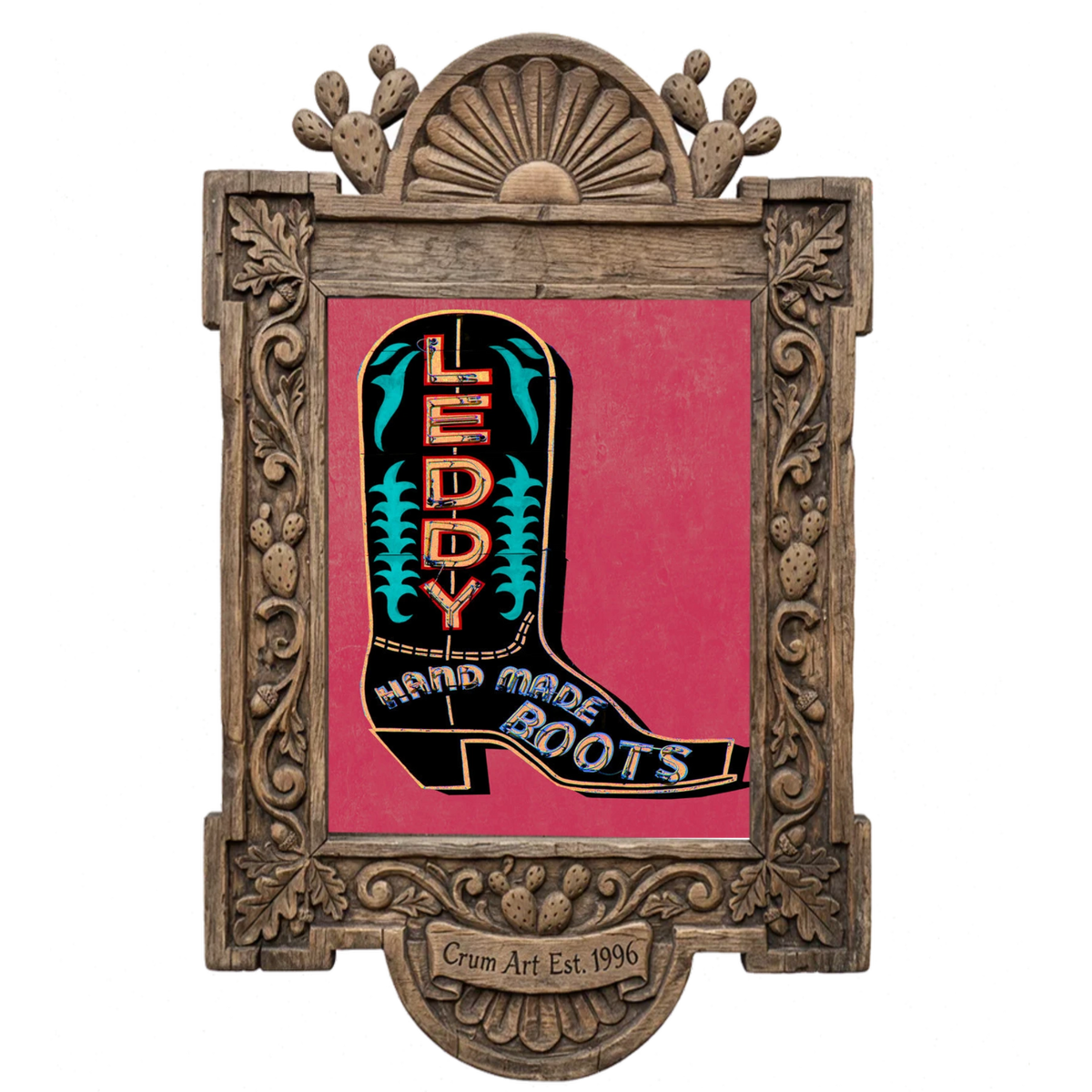 Leddy Boot Minimalist Print — art print by Betsy Crum in a carved wood frame
