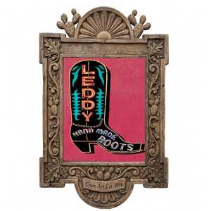 Leddy Boot Minimalist Print — art print by Betsy Crum in a carved wood frame