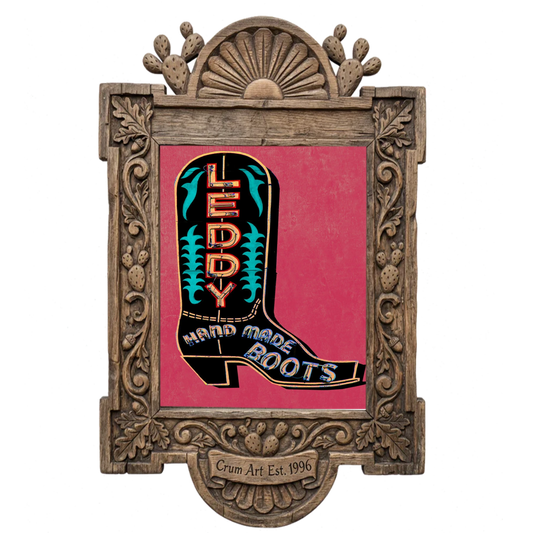 Leddy Boot Minimalist Print — art print by Betsy Crum in a carved wood frame
