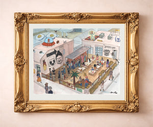 The Bearded Lady Print — art print by Caya Crum in a gold frame