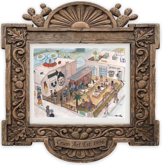 The Bearded Lady Print — art print by Caya Crum in a carved wood frame