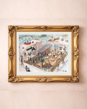 The Bearded Lady Print — art print by Caya Crum in a gold frame