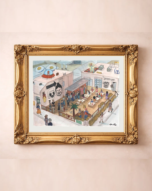 The Bearded Lady Print — art print by Caya Crum in a gold frame