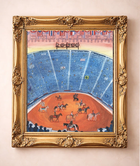 Fort Worth Rodeo Arena Print — art print by Caya Crum in a gold frame