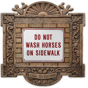 Wash Horses Sign — art print by Carl Crum in a carved wood frame