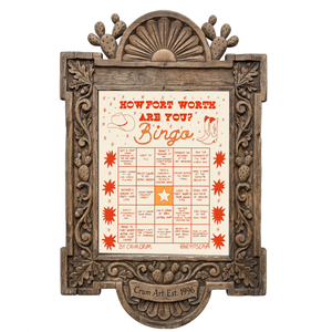 Bingo Card Beige — art print by Caya Crum in a carved wood frame