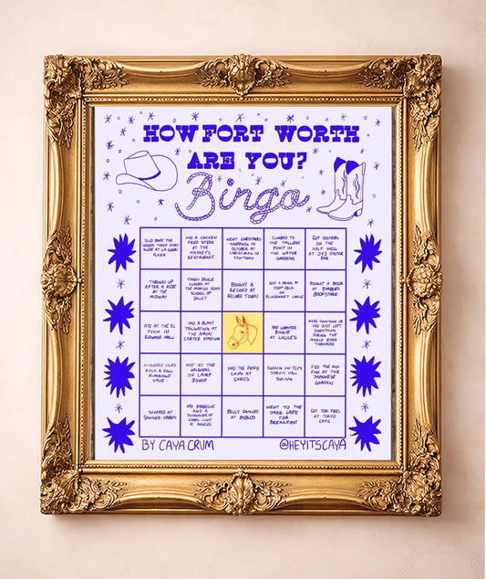 Bingo Card Blue — art print by Caya Crum in a gold frame