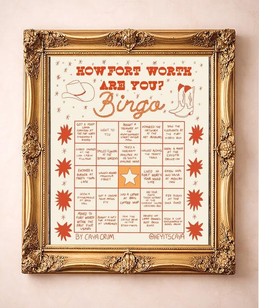 Bingo Card Yellow — art print by Caya Crum in a gold frame