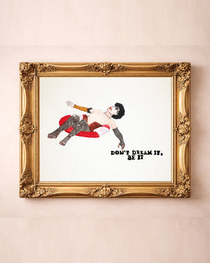 Frank N. Furter Print — horizontal art print by Caya Crum in a gold frame