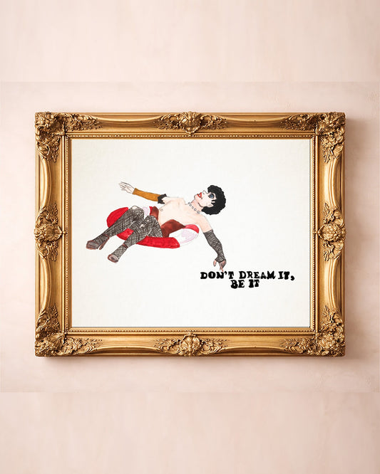 Frank N. Furter Print — horizontal art print by Caya Crum in a gold frame