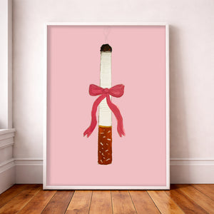 Cigarette with a Bow coquette print by Tavi Crum — white frame room mockup