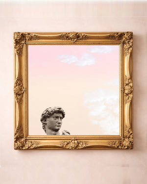 David in a Front Yard — Greco Roman art print by Betsy Crum in a square gold frame