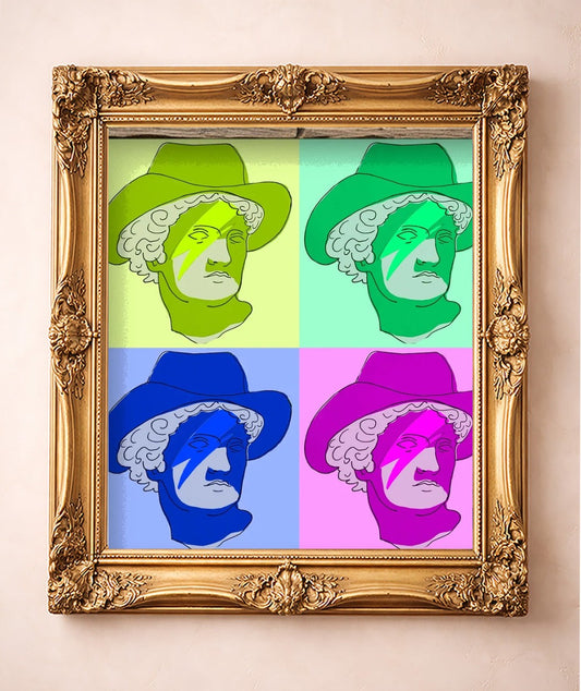 Greco Roman Cowboy Pink — art print by Caya Crum in a gold frame