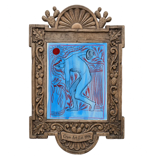 Discus Thrower — art print by Caya Crum in a carved wood frame
