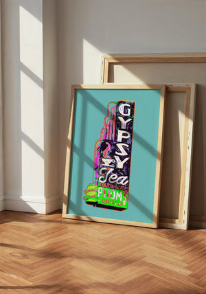 Gypsy Tea Room Dallas art print by Betsy Crum — neutral frame room mockup