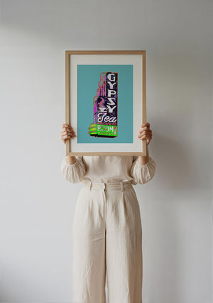 Gypsy Tea Room Dallas art print by Betsy Crum — framed with velvet mat