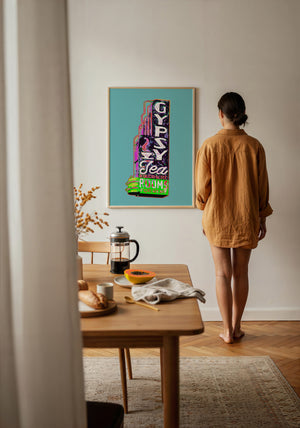 Gypsy Tea Room Dallas art print by Betsy Crum — framed with velvet mat