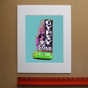 Gypsy Tea Room Dallas print by Betsy Crum, hand-signed vertical fine art print