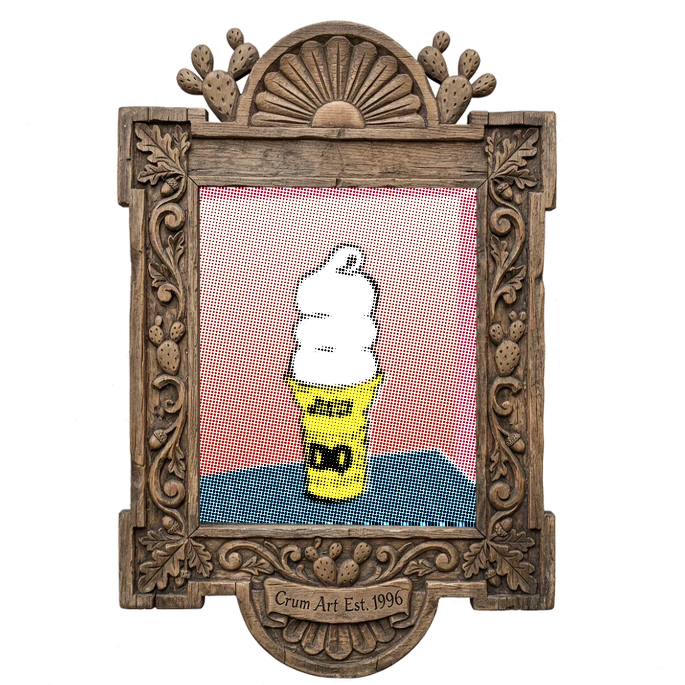 DQ Cone Halftone — kitchen wall art print by Betsy Crum in a carved wood frame