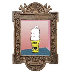 DQ Cone Halftone — kitchen wall art print by Betsy Crum in a carved wood frame