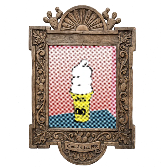 DQ Cone Halftone — kitchen wall art print by Betsy Crum in a carved wood frame