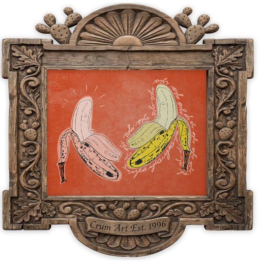 Happy Bananas — art print by Crum Art in a carved wood frame