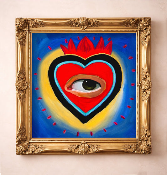 Lover's Eye Sacred Heart — art print by Caya Crum in a gold frame