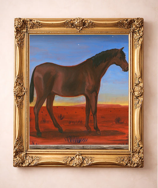 Sunset Horse — art print by Caya Crum in a gold frame