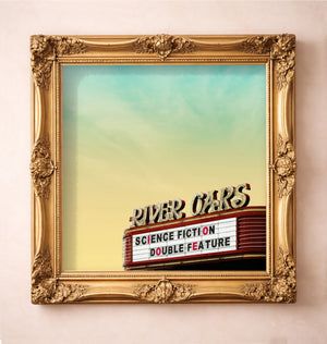 River Oaks Theatre Print Square — art print by Betsy Crum in a gold frame