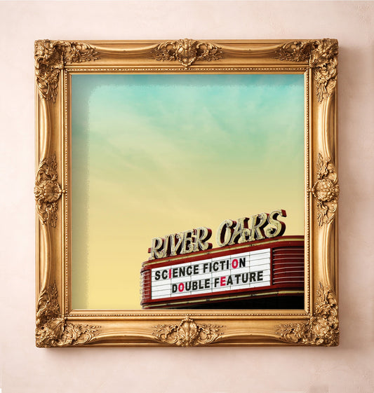 River Oaks Theatre Print Square — art print by Betsy Crum in a gold frame