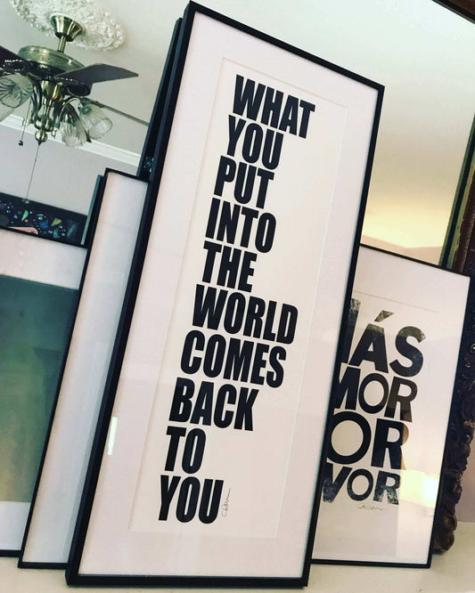 John Lennon Beatles Quote "what You Put Into The World Comes Back To You" art print by Betsy Crum
