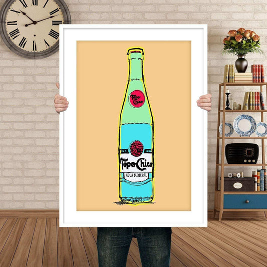 Topo Chico Print Orange modern Texas art giclée on cotton rag paper by Crum Art