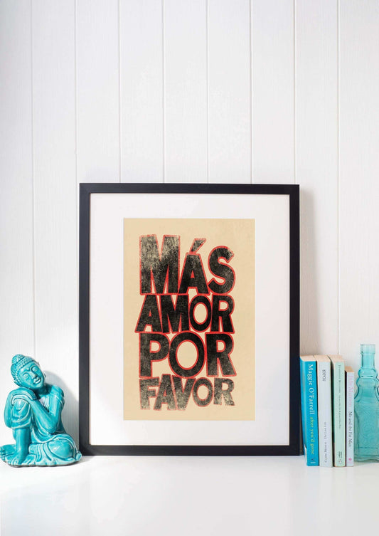Mas Amor Por Favor art print by Betsy Crum framed wall art in modern home decor style