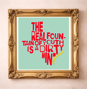 Jerry Hall Quote Print art print in a gold frame by Betsy Crum — square texas art from Crum Art, available at crumart.com. This museum quality print is made right here in Texas.